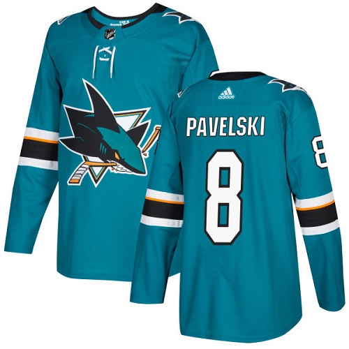 Adidas Sharks #8 Joe Pavelski Teal Home Authentic Stitched Youth NHL Jersey