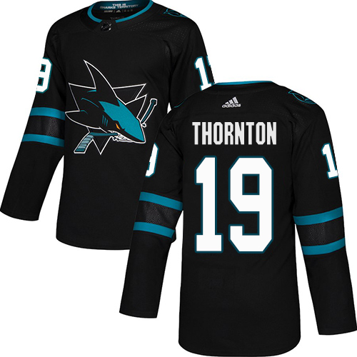 Adidas Sharks #19 Joe Thornton Black Alternate Authentic Stitched Youth NHL Jersey