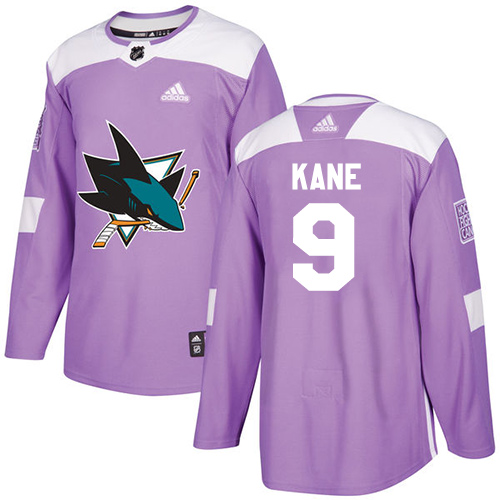 Adidas Sharks #9 Evander Kane Purple Authentic Fights Cancer Stitched Youth NHL Jersey