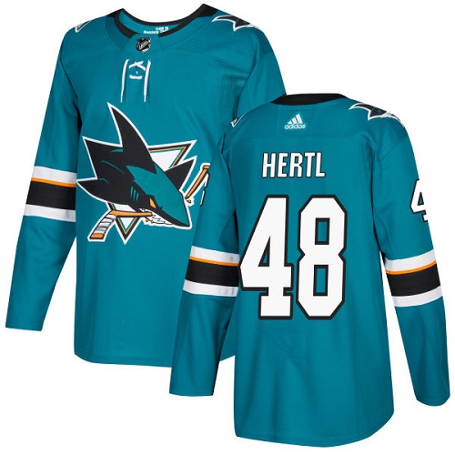Adidas Sharks #48 Tomas Hertl Teal Home Authentic Stitched Youth NHL Jersey