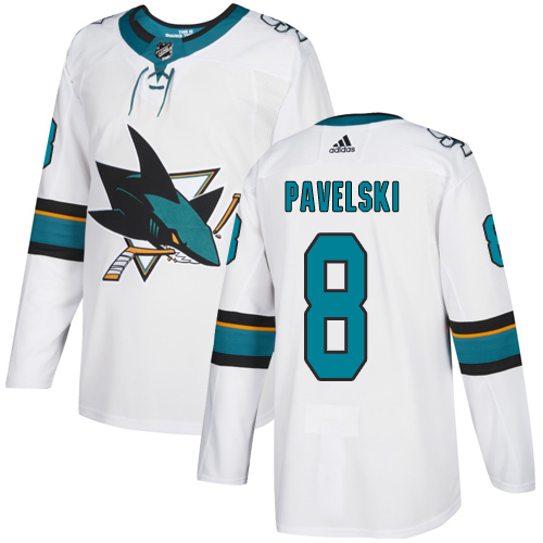 Adidas Sharks #8 Joe Pavelski White Road Authentic Stitched Youth NHL Jersey