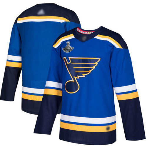 Adidas Blues Blank Blue Home Authentic Stanley Cup Champions Stitched Youth NHL Jersey