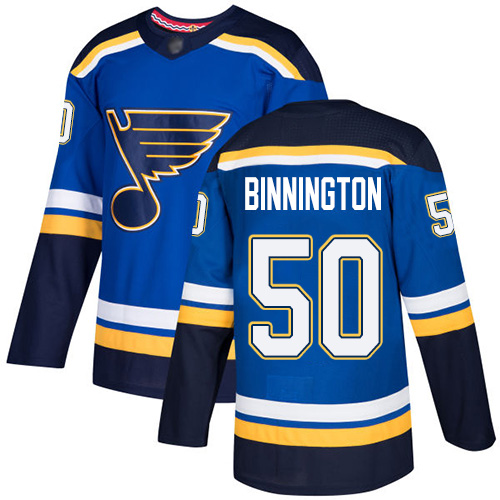 Adidas Blues #50 Jordan Binnington Blue Home Authentic Stitched Youth NHL Jersey
