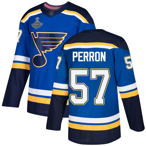 Adidas Blues #57 David Perron Blue Home Authentic Stanley Cup Champions Stitched Youth NHL Jersey
