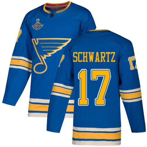 Adidas Blues #17 Jaden Schwartz Blue Alternate Authentic Stanley Cup Champions Stitched Youth NHL Jersey