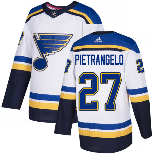 Adidas Blues #27 Alex Pietrangelo White Road Authentic Stitched Youth NHL Jersey