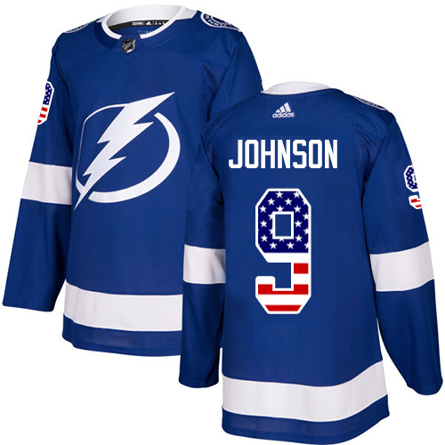 Adidas Lightning #9 Tyler Johnson Blue Home Authentic USA Flag Stitched Youth NHL Jersey