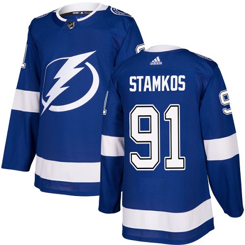 Adidas Lightning #91 Steven Stamkos Blue Home Authentic Stitched Youth NHL Jersey