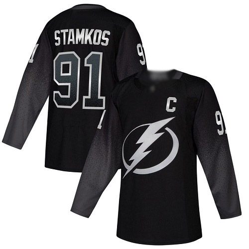 Adidas Lightning #91 Steven Stamkos Black Alternate Authentic Stitched Youth NHL Jersey