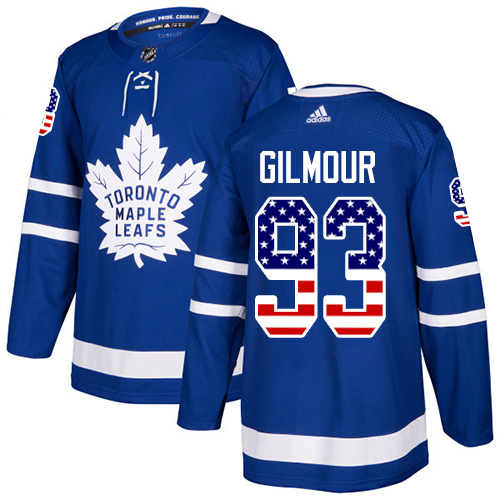 Adidas Maple Leafs #93 Doug Gilmour Blue Home Authentic USA Flag Stitched Youth NHL Jersey