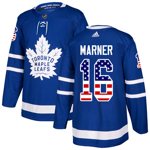 Adidas Maple Leafs #16 Mitchell Marner Blue Home Authentic USA Flag Stitched Youth NHL Jersey