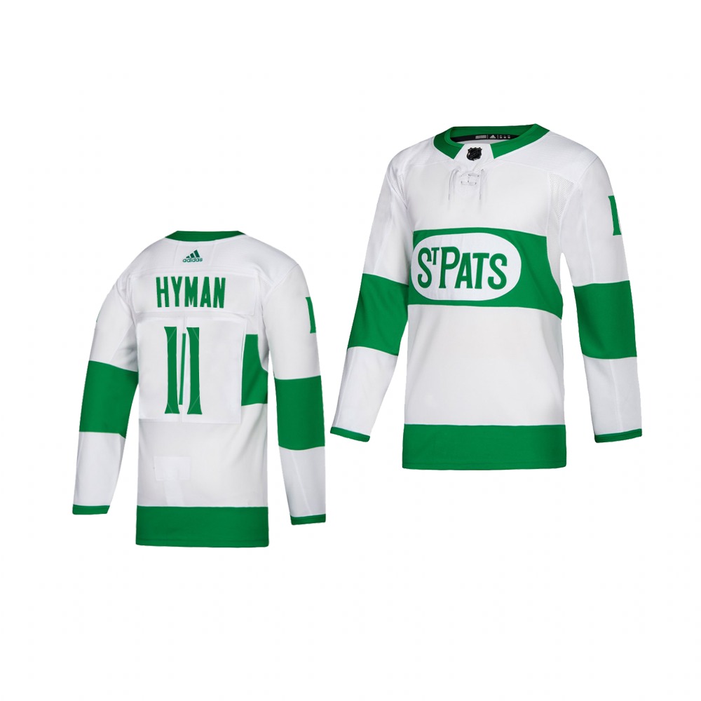 Adidas Maple Leafs #11 Zach Hyman White 2019 St. Patrick's Day Authentic Player Stitched Youth NHL Jersey