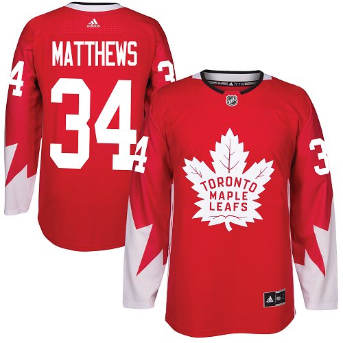 Adidas Maple Leafs #34 Auston Matthews Red Team Canada Authentic Stitched Youth NHL Jersey
