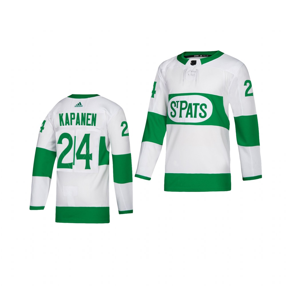 Adidas Maple Leafs #24 Kasperi Kapanen White 2019 St. Patrick's Day Authentic Player Stitched Youth NHL Jersey