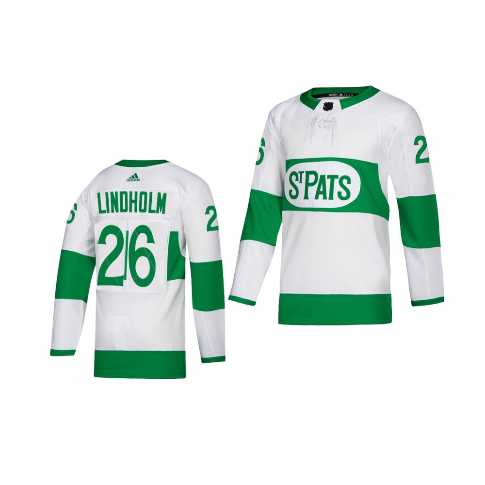 Adidas Maple Leafs #26 Par Lindholm White 2019 St. Patrick's Day Authentic Player Stitched Youth NHL Jersey