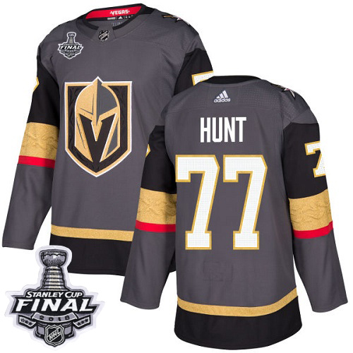 Adidas Golden Knights #77 Brad Hunt Grey Home Authentic 2018 Stanley Cup Final Stitched Youth NHL Jersey