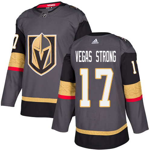 Adidas Golden Knights #17 Vegas Strong Grey Home Authentic Stitched Youth NHL Jersey
