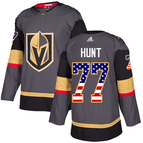 Adidas Golden Knights #77 Brad Hunt Grey Home Authentic USA Flag Stitched Youth NHL Jersey