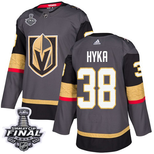 Adidas Golden Knights #38 Tomas Hyka Grey Home Authentic 2018 Stanley Cup Final Stitched Youth NHL Jersey