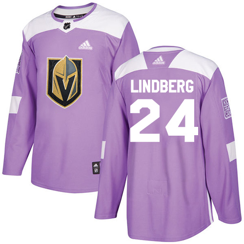 Adidas Golden Knights #24 Oscar Lindberg Purple Authentic Fights Cancer Stitched Youth NHL Jersey