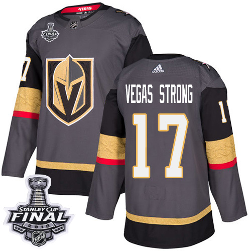 Adidas Golden Knights #17 Vegas Strong Grey Home Authentic 2018 Stanley Cup Final Stitched Youth NHL Jersey