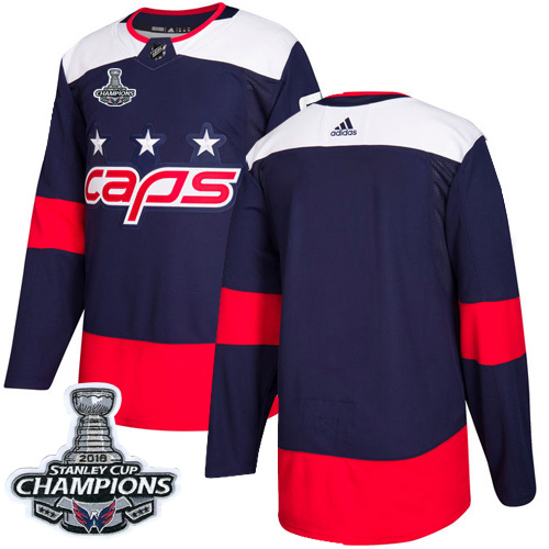Adidas Capitals Blank Navy Authentic 2018 Stadium Series Stanley Cup Final Champions Stitched Youth NHL Jersey