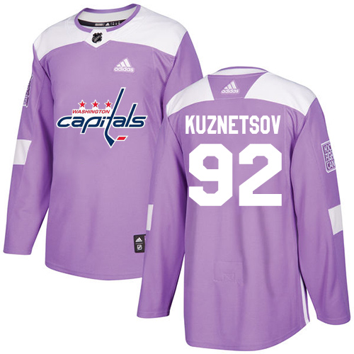 Adidas Capitals #92 Evgeny Kuznetsov Purple Authentic Fights Cancer Stitched Youth NHL Jersey