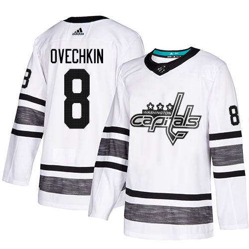Adidas Capitals #8 Alex Ovechkin White Authentic 2019 All-Star Stitched Youth NHL Jersey