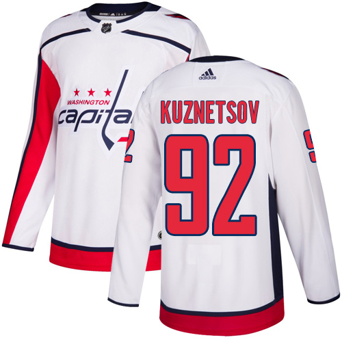 Adidas Capitals #92 Evgeny Kuznetsov White Road Authentic Stitched Youth NHL Jersey