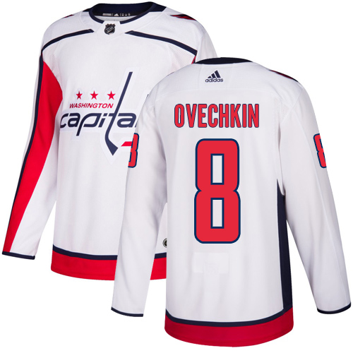 Adidas Capitals #8 Alex Ovechkin White Road Authentic Stitched Youth NHL Jersey