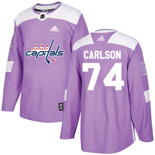 Adidas Capitals #74 John Carlson Purple Authentic Fights Cancer Stitched Youth NHL Jersey