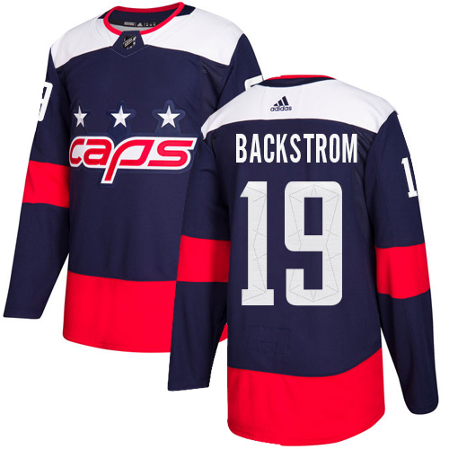 Adidas Capitals #19 Nicklas Backstrom Navy Authentic 2018 Stadium Series Stitched Youth NHL Jersey