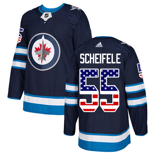 Adidas Jets #55 Mark Scheifele Navy Blue Home Authentic USA Flag Stitched Youth NHL Jersey