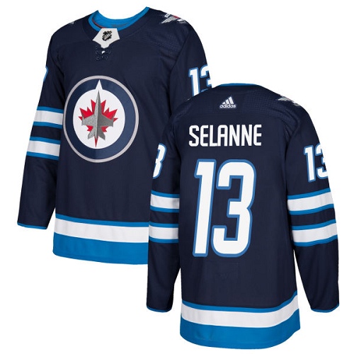 Adidas Jets #13 Teemu Selanne Navy Blue Home Authentic Stitched Youth NHL Jersey