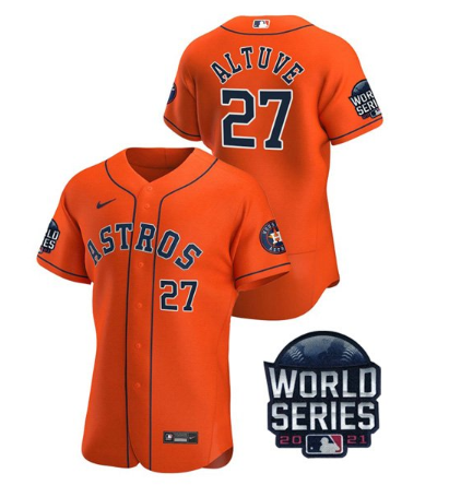 Men's Orange Houston Astros #27 Jose Altuve 2021 World Series Flex Base Stitched Baseball Jersey