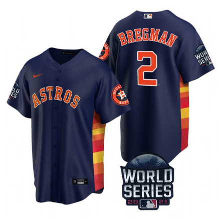 Men's Navy Houston Astros #2 Alex Bregman 2021 World Series Cool Base Stitched Baseball Jersey