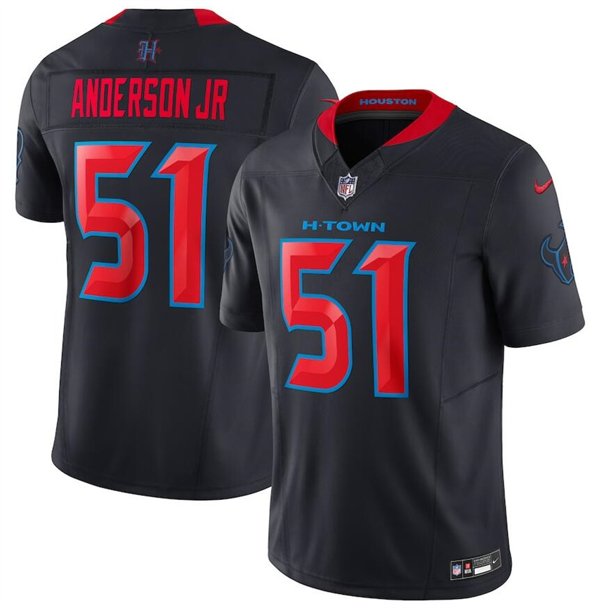 Men's Navy Houston Texans #51 Will Anderson Jr. 2024 2nd Alternate F.U.S.E Vapor Stitched Jerseys
